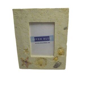 Seashell Picture Frame Shells Starfish Sand Dollar Tropical Beach River Blue